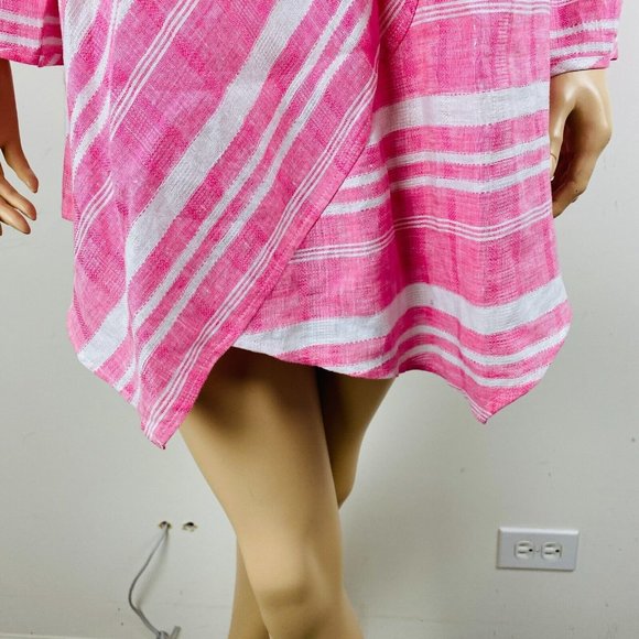 Habitat Pretty Artsy Opposing Stripes Asymmetric Button Accented Tunic Top XL - Picture 2 of 8